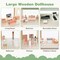 Wooden Corner Dollhouse Playset with 6 Rooms and 36 Pieces for Kids 3+ Years Old - 34" x 14.5" x 32.5" (L x W x H)